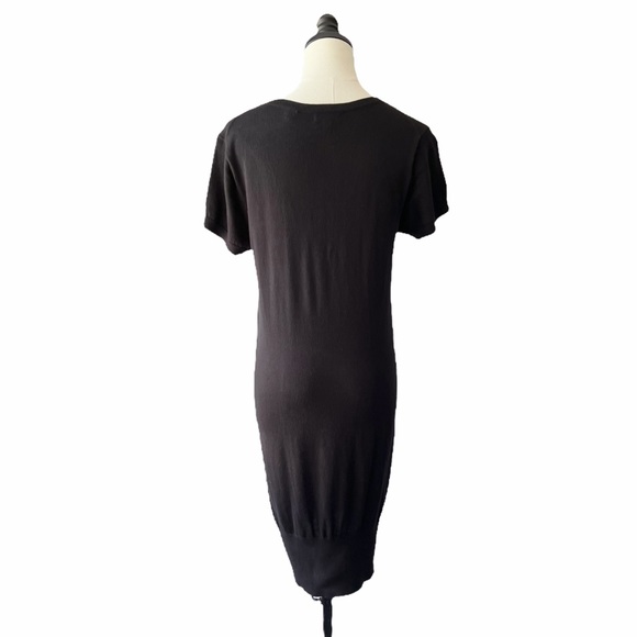 Ted Baker Black Cotton Knit V Neck Ribbon Dress | 3 (M) - Picture 5 of 10